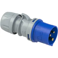 CEE plug, 3 pole, 16 A/230 V, blue, 6 h, IP44/IP54, 013-6TT
