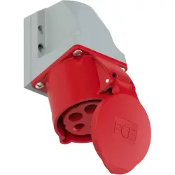 CEE wall socket, 5 pole, 32 A/400 V, red, 6 h, IP44, 125-6TTK