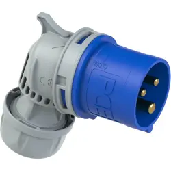 CEE angle plug, 3 pole, 16 A/230 V, blue, 6 h, IP44, 8013-6TT