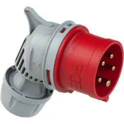 CEE angle plug, 5 pole, 16 A/400 V, red, 6 h, IP44, 8015-6TT