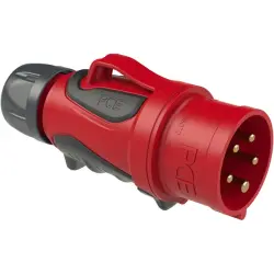 CEE plug, 5 pole, 32 A/400 V, red, 6 h, IP44/IP54, 0253-6