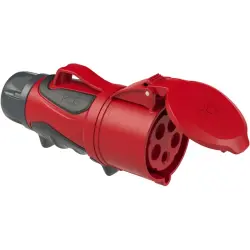CEE jack, 5 pole, 32 A/400 V, red, 6 h, IP44/IP54, 2253-6