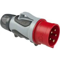 CEE plug, 5 pole, 32 A/400 V, red, 6 h, IP44/IP54, 0253-6TT