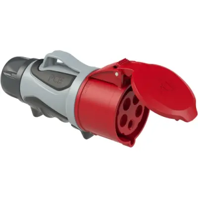 CEE jack, 5 pole, 16 A/400 V, red, 6 h, IP44/IP54, 2153-6TT - 1