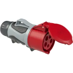 CEE jack, 5 pole, 32 A/400 V, red, 6 h, IP44/IP54, 2253-6TT