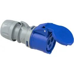 CEE jack, 3 pole, 16 A/230 V, blue, 6 h, IP44, 213-6TT