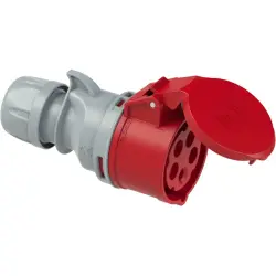 CEE jack, 5 pole, 32 A/400 V, red, 6 h, IP44/IP54, 225-6TT