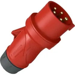 CEE plug, 5 pole, 16 A/400 V, red, 6 h, IP44, 13522