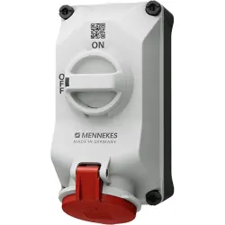 CEE wall socket, 5 pole, 32 A/400 V, gray/black, 6 h, IP44, 5603506H