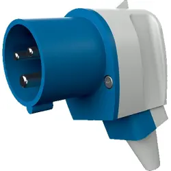 CEE angle plug, 3 pole, 16 A/230 V, blue/gray, 6 h, IP44, 1411