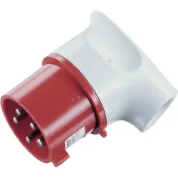 CEE angle plug, 5 pole, 32 A/400 V, gray/red, 6 h, IP44, 3266