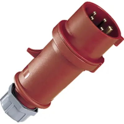 CEE plug, 5 pole, 16 A/400 V, red, 6 h, IP44, 3319A - 1