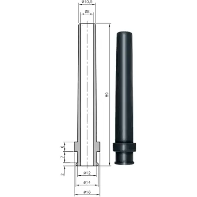 Cable grommet, cable Ø 8 mm, L 89 mm, PVC, black, 01340004010 - 1