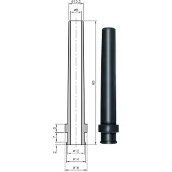 Cable grommet, cable Ø 8 mm, L 89 mm, PVC, black, 01340004010