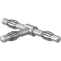 T connector plug, 4 mm plug to 2 x 4 mm plug, 13.0004