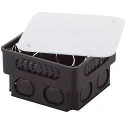Flush-mounted junction box, 150 x 150 x 65 mm, black/white, 305615
