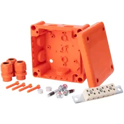 Branching box, 116 x 116 x 60 mm, no. of entries: 7, 6.0 mm², orange, IP66/IK8, 590201