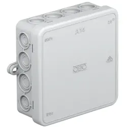 Branching box, 90 x 90 x 35 mm, no. of entries: 8, 2.5 mm², gray, IP55, 2000378