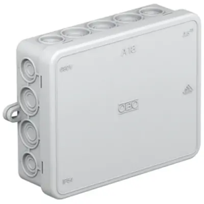 Branching box, 115 x 90 x 35 mm, no. of entries: 10, 2.5 mm², gray, IP55, 2000410 - 1