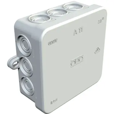 Branching box, 75 x 75 x 35 mm, no. of entries: 12, 2.5 mm², gray, IP55, 2000342 - 1