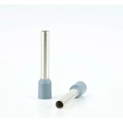 Insulated wire end ferrule, 0.75 mm², 18 mm/12 mm long, DIN 46228-4, gray, BYB-4-18H0062 - 1
