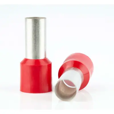Insulated wire end ferrule, 10 mm², 22 mm/12 mm long, DIN 46228-4, red, BYB-4-18H0081 - 1