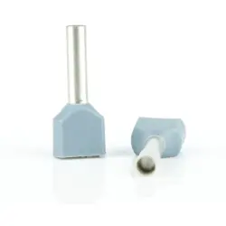 Insulated twin wire end ferrule, 0.75 mm², 17 mm/10 mm long, DIN 46228-4, gray, BYB-4-18H0087