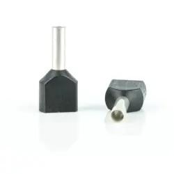 Insulated twin wire end ferrule, 1.5 mm², 26 mm/18 mm long, DIN 46228-4, black, BYB-4-18H0095