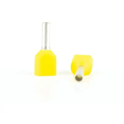 Insulated twin wire end ferrule, 6.0 mm², 26 mm/14 mm long, DIN 46228-4, yellow, BYB-4-18H0099 - 1