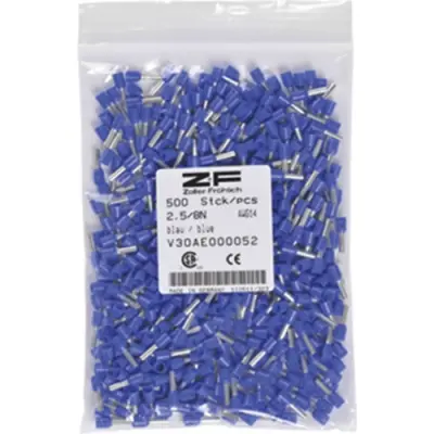 Insulated wire end ferrule, 0.34 mm², 12 mm/8 mm long, DIN 46228-4, yellow, V30AE006677 - 1