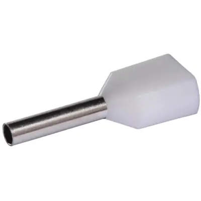 Insulated twin wire end ferrule, 0.5 mm², 8 mm long, white, 22C433, package with 100 pieces - 1