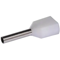 Insulated twin wire end ferrule, 0.5 mm², 8 mm long, white, 22C433, package with 100 pieces