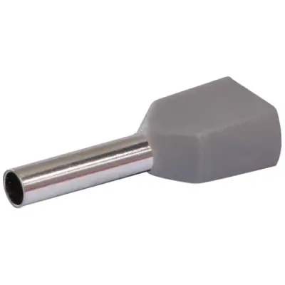 Insulated twin wire end ferrule, 0.75 mm², 8 mm long, gray, 22C434, package with 100 pieces - 1