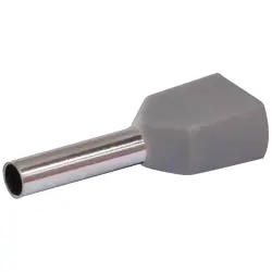 Insulated twin wire end ferrule, 0.75 mm², 8 mm long, gray, 22C434, package with 100 pieces