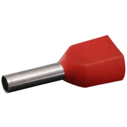 Insulated twin wire end ferrule, 1.0 mm², 8 mm long, red, 22C435, package with 100 pieces