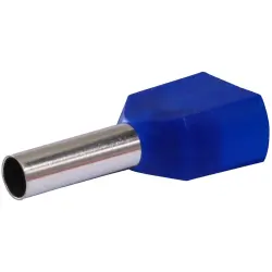 Insulated twin wire end ferrule, 2.5 mm², 10 mm long, blue, 22C437, package with 100 pieces