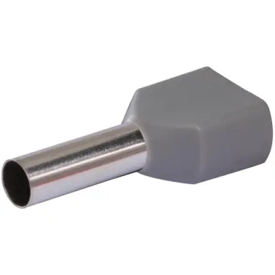 Insulated twin wire end ferrule, 4.0 mm², 12 mm long, gray, 22C438, package with 100 pieces - 1