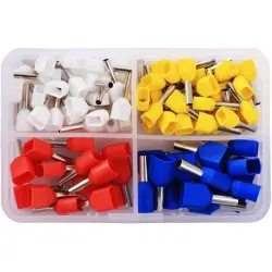 Double wire end ferrules assortment, isolated, 90 pieces, 2010C390