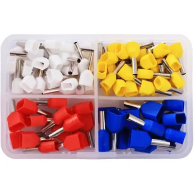 Double wire end ferrules assortment, isolated, 90 pieces, 2010C390 - 1