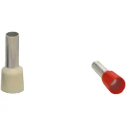 Insulated wire end ferrule, 10 mm², 28 mm/18 mm long, DIN 46228, brown, 91893