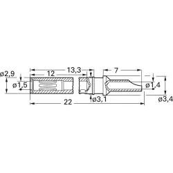 1.5 mm jack, solder connection, 0.5 mm², 41.6011