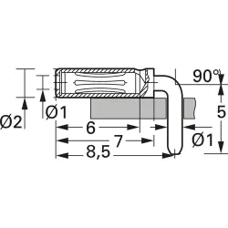 Solder receptacle, angled, 20 A, Solder receptacle, Soldered connection