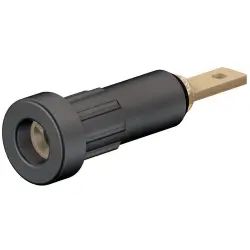 2 mm socket, flat plug connection, mounting Ø 4.9 mm, black, 23.1011-21