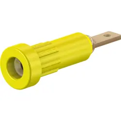 2 mm socket, flat plug connection, mounting Ø 4.9 mm, yellow, 23.1011-24