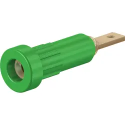 2 mm socket, flat plug connection, mounting Ø 4.9 mm, green, 23.1011-25