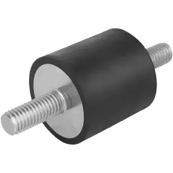 Rubber/metal bumpers with 2 outer threads, straight, D 8.0 mm, M3, L 6.0, H 8.0 mm, K0566.00800855