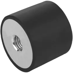Rubber/metal bumpers with 2 inner threads, straight, D 15, H 15 mm, G M4, T 4.0 mm, K0569.01501555