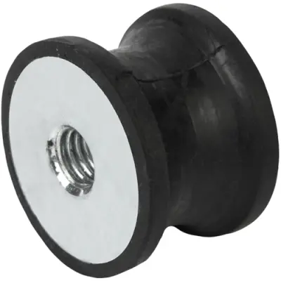 Rubber/metal bumpers with 2 inner threads, tapered, D 15, D1 12, H 15 mm, G M4, T 4.0 mm, K0570.01501557 - 1