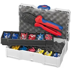 Cable connector assortment, flat receptacles/cable lugs/butt connectors/1x Crimping pliers, 300 pieces, 97 90 21