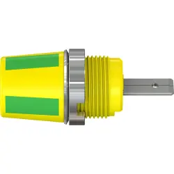 4 mm socket, flat plug connection, mounting Ø 12.2 mm, CAT II, yellow/green, 23.3110-20